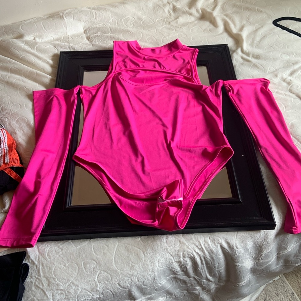 Hot pink body suite 1X